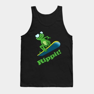 Cool Frog on a Snowboard Tank Top